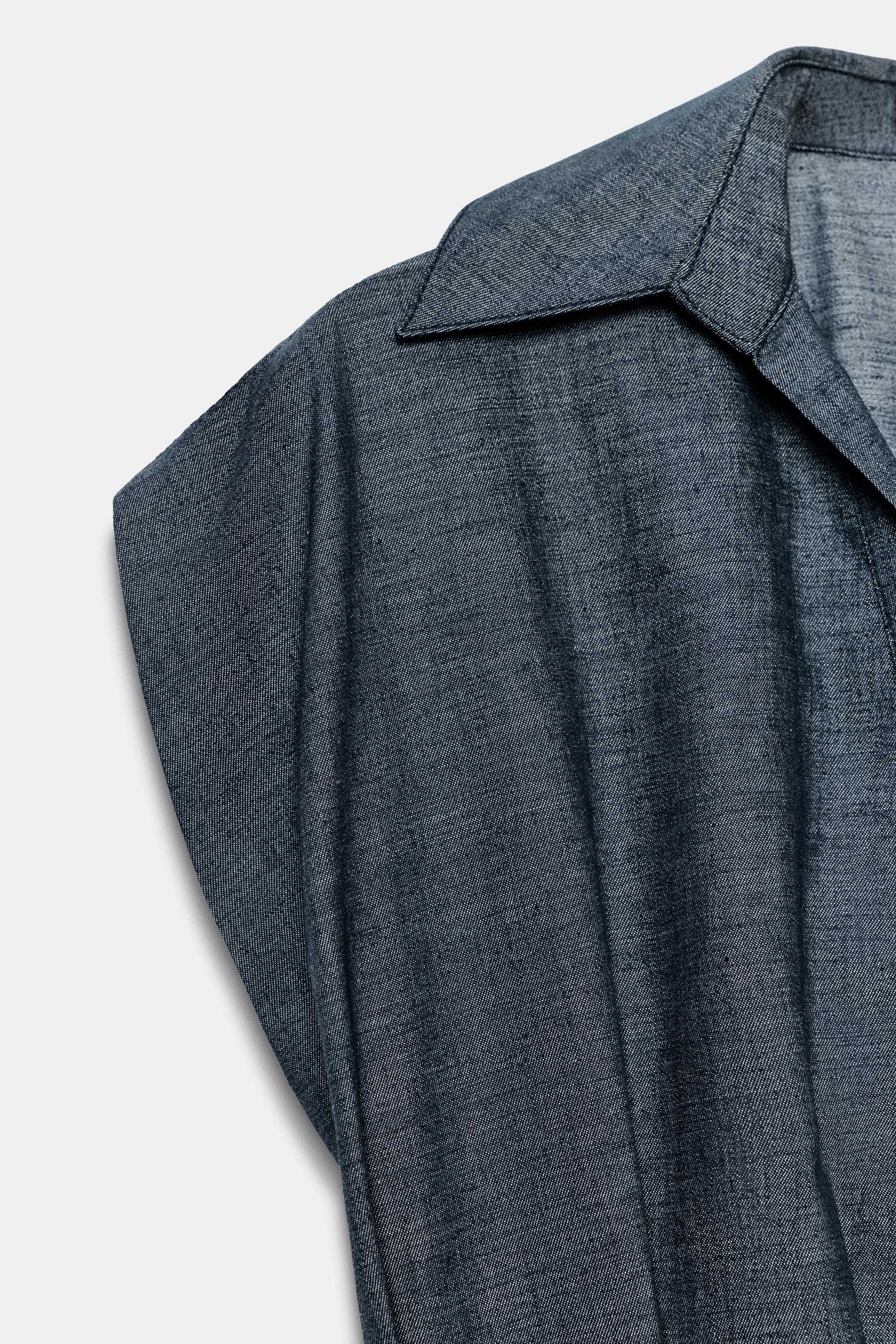 FITTED LINEN BLEND SHIRT WITH DARTS
